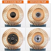 cheap Drill Bit Set-3PCS Wood Carving Disc Set for 4&quot; or 4 1/2&quot; Angle Grinder with 5/8&quot; Arbor, Grinding Wheel Shaping Disc for Wood Cutting, Grinder Cutting Wheel Attachments