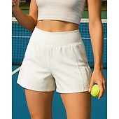 cheap Women&#039;s Skirts &amp; Skorts-Women&#039;s Solid Colored Sports Shorts Tennis Shorts 2 in 1 Moisture Wicking Breathable Tennis Golf Pickleball Black Yellow Pink Tennis Clothing