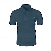 preiswerte Klassisches Poloshirt für Herren-Herren Golfshirt Golf Poloshirts Arbeit Lässig Revers Kurzarm Basic Modern Einfach Knöpfe Jacquard Sommer Normale Passform Schwarz Weiß Marineblau Blau Meerblau Dunkelgray Golfshirt