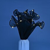 baratos Plantas e Flores Artificiais-Embalagem de presente de flores com luz LED, material de embrulho de gaze ondulada para buquê, caixa de presente de pirulito para casamento, festa, aniversário