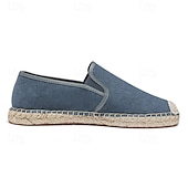 billiga Slip-ons och loafers till herrar-herrblå espadriller med slip-on-sula i jute – lätta och andningsbara skor för varmt väder