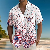  Independence Day Voor heren Amerikaanse Amerikaanse vlag 4 juli, 250e verjaardag van de VS Vaderlandslievend Overhemd Zomer overhemd Overhemd met knopen Korte mouw Mode-casual Feestdagen Zomer Lente