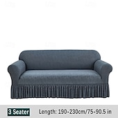 economico Copridivano-Copridivano 1 pz con dettagli a balze, alla moda, elastico, aderente, in poliestere e spandex, stile copridivano, elasticizzato, lavabile in lavatrice, stampa reattiva - adatto per poltrone