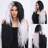 levne Syntetické trendy paruky-Syntetické paruky Curly Weave Micro Locs Vrstvený střih S ofinou na stroji Paruka Dlouhý 28&quot; A1 Umělé vlasy Dámské Klasické Pohodlné Zářící barvy Černá Bílá