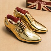 olcso Hivatalos-férfi arany metálfényű fűzős oxford cipő - elegáns, fényes, alkalmi lábbeli különleges alkalmakra