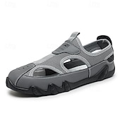 billiga Avslappnade sandaler-Herrsandaler Bruna Mesh-utomhussandaler med justerbara remmar och vadderad sula för vandring, strand och sommaräventyr