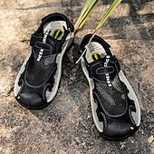 voordelige Buitensandalen-Bruine gesloten heren outdoor wandelsandalen met ademend mesh bovenwerk, gevoerde zool, avontuurlijke stijl voor volwassenen, geschikt voor bergpaden, boswandelingen, zomerkamperen