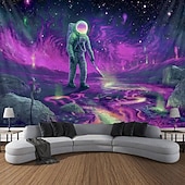 billiga Blacklight tapestries-Svartljusvävning som lyser i mörkret glow party UV-reaktiv astronaut trippy dimmig svamp hängande väggkonstmur för vardagsrum sovrum