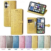 お買い得  iPhone用ケース-電話 ケース 用途 Apple AirTag iPhone 16 Pro Max プラス iPhone 15 14 Pro Max Plus iPhone 14 13 12 Pro Max Plus ウォレットカードケース フリップカバー リストストラップ付き 耐衝撃 猫 犬 TPU PUレザー