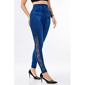 cheap Blue 3D Print-Women&#039;s Leggings Trousers 3D Print Chinos Vacation Vintage Streetwear Full Length High Waist Plain Printing Comfy Soft Comfortable Stretchy Outdoor Street Daily Blue Summer Skinny
