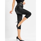 cheap Blue 3D Print-Women&#039;s Leggings Capri Pants 3D Print Chinos Vintage Streetwear Casual Calf-Length High Waist Plain Printing Comfy Soft Comfortable Stretchy Outdoor Street Black Red Blue Gray Summer Slim Fit