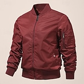 preiswerte Herrenjacken &amp; Herrenmäntel-Herren Bomberjacke übergangsjacke Ausgehen Tasche Frühling &amp; Herbst Einfach Klassisch Stehkragen Regulär Schwarz Gelb Rot Königliches Blau Hellgrau Jacken