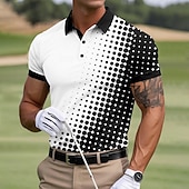 levne Pánské golfové polo tričko-Pánské Geometriské vzory Sportovní polokošile Krátký rukáv Polo tričko Košile s límečkem Na běžné nošení Škola Venkovní Denní nošení 3D tisk Léto Černá Rubínově červená Nebeská modř