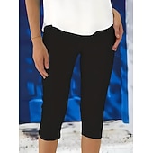  Damskie Spodnie capri Getry Urlop Moda Moda miejska Capris Wysoka talia Jednokolorowe Drukowanie Keep Warm Miękka Oddychający Elastyczny Codzienny Na zewnątrz Urlop Turkusowy Czarny Biały Fuksja Lato