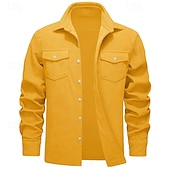 preiswerte Herrenjacken &amp; Herrenmäntel-Herren Hemdjacke Überhemden übergangsjacke Täglich Verschleißfest Tasche Sommer Frühling Einfach Klassisch Revers Dunkelgrau Schwarz Gelb Wein Marineblau Jacken