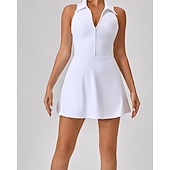 economico Abbigliamento Tennis da donna-Per donna Tinta unita Abito da tennis con pantaloncini Abito sportivo Senza Maniche Cerniera Tasca Tennis Golf Pickleball Colletto a Camicia Vestito Nero Bianco Rosa Abbigliamento da tennis