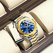 economico Orologi al quarzo-Orologio da polso di lusso da uomo, impermeabile, luminoso, con settimana e data, originale, in acciaio inossidabile, sportivo, al quarzo, da uomo.