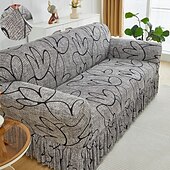 abordables Funda de sofá-Funda de sofá de 1 pieza con volante, moderna, elástica, ajustada, con detalles elásticos, lavable a máquina, con impresión reactiva, adecuada para sillones, sofás dobles, triples y cuádruples.
