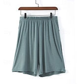 billiga Sov botten-Herr Vardagsklädsel Pyjamasshorts Slät Mode Klassisk Ledigt Hem Dagligen Säng Bomull Komfort Andningsfunktion Mjuk Shorts Elastisk midja Sommar Svart Rodnande Rosa