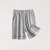 billiga Sov botten-Herr Vardagsklädsel Pyjamasshorts Slät Mode Klassisk Ledigt Hem Dagligen Säng Bomull Komfort Andningsfunktion Mjuk Shorts Elastisk midja Sommar Svart Blå