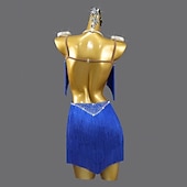cheap Competition Dress-Latin Dance Dress Rhinestone Tassel Women's Performance Party Sleeveless Rumba Salsa Chacha Stage Dancewear Costume