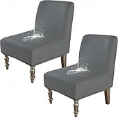 baratos Cobertura de Sofa-Capa para cadeira elástica sem braços, de cor sólida e à prova d&#039;água, de 1 peça, em couro sintético durável, para cadeiras individuais grandes, ideal para proteção de móveis residenciais e de hotéis