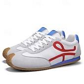 preiswerte Sneaker für Herren-weiße sportliche Herren-Sneaker mit roten und blauen Akzenten – lässig, leicht, ideal für einen aktiven Lebensstil und Outdoor-Aktivitäten