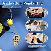 baratos Formatura-Pingente de borla de formatura personalizado com foto e asa de anjo, presente de formatura personalizado, pingente de boné de formatura dourado com foto personalizada, lembrança escolar estética para