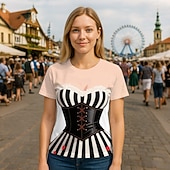 abordables Ropa Gráfica-T-Shirt bávaro Munich Alemán Gracioso Camiseta Gráfico para Mujer Adulto Impresión 3D  para Carnaval Cerveza Oktoberfest Fiesta