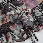 preiswerte Boho Tops-Damen Boho-Hemd Bluse Blume Modern Boho Langarm V Ausschnitt Normale Oberteile Täglich Ferien Netz Druck Purpur Sommer