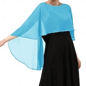 cheap Cape-Women's Capelet Shawls and Wraps for Evening Dresses Soft Bridesmaid Shawl Chiffon Cape Wedding Cover Up