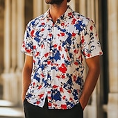economico Modello di bandiera-Giorno della Bastiglia Per uomo Patriottico Bandiera francese Camicia Camicia Estiva Camicia con Bottoni Manica Corta Moda Casual Ferie Festival Estate Primavera Collo ripiegato Stampa 3D camicie con