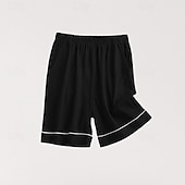 billiga Sov botten-Herr Vardagsklädsel Pyjamasshorts Slät Mode Klassisk Ledigt Hem Dagligen Säng Bomull Komfort Andningsfunktion Mjuk Shorts Elastisk midja Sommar Svart Blå