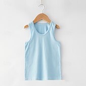 olcso Pólók és ingek-Gyerekek Fiú Tank Tee Tömör szín Ujjatlan Gyermek Top Alkalmi Alap Nyár Fehér 4 év +