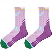 abordables Accesorios de Ropa de Tenis-Calcetines deportivos Calcetines de tenis 1 Par Mujer Calcetines A prueba de resbalones Transpirable Tenis Baloncesto Corriendo Correr pepinillo Deportes Bloque de color Algodón Blanco + Verde Blanco