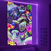 halpa Blacklight -kuvakudokset-Sheena Pike mustanvalokehys matto hohtoa pimeässä juhlan UV-herkkä trippy sumu riippuva matto seinätaide mural olohuoneeseen makuuhuoneeseen päivän uni merikilpikonnat