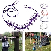 abordables Crochets et fixations-Corde à linge extensible antidérapante pour camping en plein air avec 12 clips, corde à linge extensible de voyage, corde à chaussettes, corde à linge suspendue