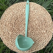 preiswerte Küchenutensilien &amp; Gadgets-2er-Pack Suppen- und Schlitzlöffel-Set aus Weizenstroh, umweltfreundliche Schöpfkelle aus Kunststoff mit langem Griff für Hot Pot, wiederverwendbare Küchenutensilien