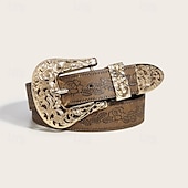 abordables ceinture-Ceinture Femmes PU Brun Kaki Ceinture Taille Quotidien Week-end Fleuri
