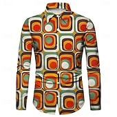 economico Cime-Retrò Vintage Anni '70 Camicia Disco Geometrico Psichedelico Costume Per uomo Halloween Carnevale Festival Musicale Parata dell'Orgoglio Adulti Camicia
