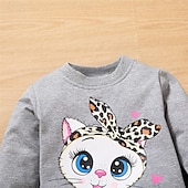 halpa Setit-2 osainen Lapset Tyttöjen Kissa Crewneck Huppari &amp; collegehoususetti Aseta Pitkähihainen Muoti ulko- 4 vuotta + Kevät Syvä vaaleanpunainen Punastuvan vaaleanpunainen Purppura