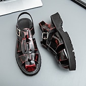 cheap Dress Sandals-Men's Black Faux Leather Gladiator Sandals - Durable and Stylish Sandals for Summer Adventures