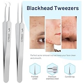 abordables Soins Personnels &amp; Santé-Kit d&#039;outils pour éliminer les points noirs et les boutons, ensemble d&#039;extraction d&#039;acné avec pince à épiler pour poils incarnés, pince à épiler de précision ultra-fine, outils de nettoyage des pores