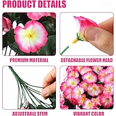 economico Piante e Fiori Artificiali-Confezione da 2 fiori artificiali finti pendenti, piante per esterni, decorazioni primaverili ed estive, finta seta resistente ai raggi UV, realistici fiori di ipomea rampicanti per casa, veranda, patio, balcone.