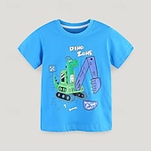 halpa T-paidat ja muut paidat-Lapset Poikien T-paita Tee Piirretty Lyhythihainen Crewneck Lasten toppi ulko- Perus Kesä Sininen 4 vuotta +