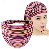 cheap Hair Styling Accessories-Boho Headbands for Women Girls Wide Hippie Hair Accessories Colorful Stripe Head Bands for Women&#039;s Hair Fashion Hairbands Turban Headwraps Non Slip