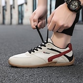 Χαμηλού Κόστους Ανδρικά Sneakers-Ανδρικά λευκά και κόκκινα αθλητικά αθλητικά παπούτσια με μαύρο σχέδιο και κορδόνια - αθλητικά, άνετα, ιδανικά για τρέξιμο, γυμναστήριο και casual ρούχα