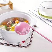 preiswerte Küchenutensilien &amp; Gadgets-2er-Pack Suppen- und Schlitzlöffel-Set aus Weizenstroh, umweltfreundliche Schöpfkelle aus Kunststoff mit langem Griff für Hot Pot, wiederverwendbare Küchenutensilien