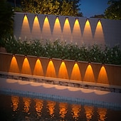 tanie Kinkiety zewnętrzne-4/8 sztuk lamp solarnych LED na ścianę zewnętrzną IP65 wodoodporna lampa ścienna do domu, ogrodu, schodów, ogrodzenia, basenu, ogrodu, oświetlenia dekoracyjnego