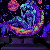 billige halloween veggtepper-Halloween svartlys vev Glød i mørket Glød fest UV aktivere hodeskalle Slange Kvinne Skummel Trippy Tåket Hengende vev Veggkunst Mural Stue Soverom